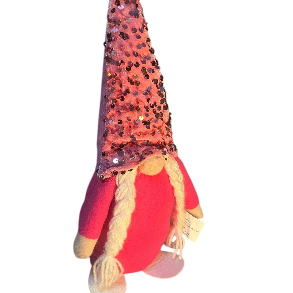 Pink Sequin Gnome Plush Holiday Decoration Girlie Valentine Figurine 14"